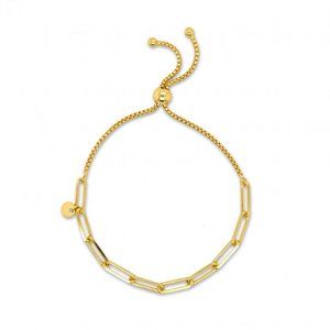 Vermeil Gold Paper Clip Bracelet Adjustable Slider